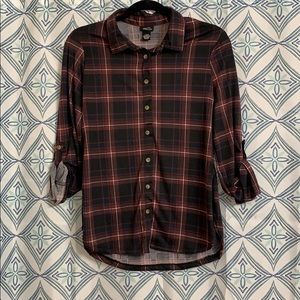 Plaid button down top